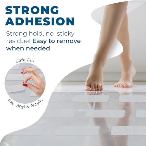 Homergy Anti-Slip Shower Stickers, Non-Slip Bathtub Adhesive Strips, 24 Pcs | Suitable for Homes with Kids, Adults & Seniors | Strong, Clear Appliques Help Reduce Slipping - size: Rectangle