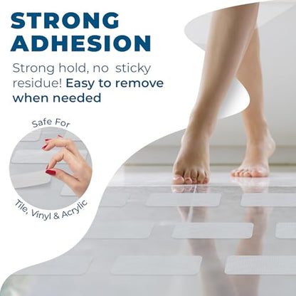 Homergy Anti-Slip Shower Stickers, Non-Slip Bathtub Adhesive Strips, 24 Pcs | Suitable for Homes with Kids, Adults & Seniors | Strong, Clear Appliques Help Reduce Slipping - size: Rectangle