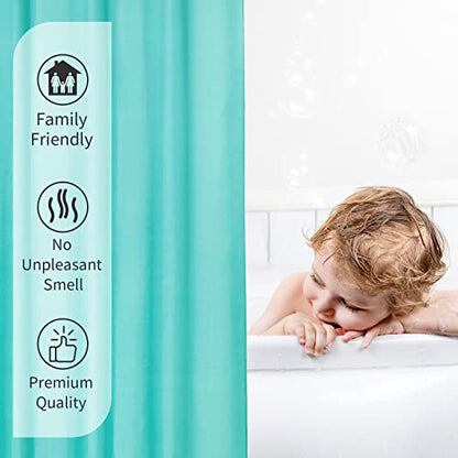 Teal Blue Fabric Waterproof Shower Curtain or Liner, 36 x 72 | Fabric Shower Curtain Liner, Soft Cloth, Hotel Quality, Modern Style, Water-Resistant, Machine Washable - color: Fabric-teal, size: 36"W x 72"L (Pack of 1)