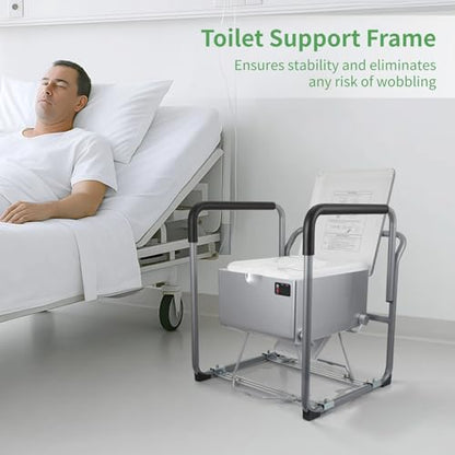 Dry Flush Toilet Safety Rails, Heavy Duty Toilet Frame | for Elderly Seniors Handicap & Disabled, Pregnant, Injury, Surgery