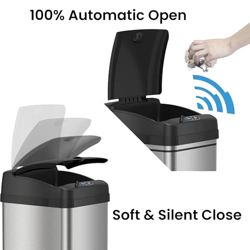 iTouchless New Sensor Trash Can Lid Replacement for Models IT13MX, IT13MXL, DZT13P, DZT13PL, DZT13M, and DZT08P, DZT08PL, and Other Variants - color: Black Lid