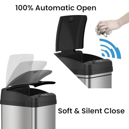 iTouchless New Sensor Trash Can Lid Replacement for Models IT13MX, IT13MXL, DZT13P, DZT13PL, DZT13M, and DZT08P, DZT08PL, and Other Variants - color: Black Lid