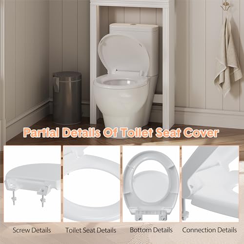 GarveeLife Toilet Seat Round, American Standard, Slow Close Lid, Quick Release Hinges, Non-Slip Bumpers, Easy Install & Clean, Never Loosens Design - size: Round Seat
