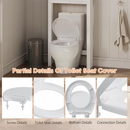 GarveeLife Toilet Seat Round, American Standard, Slow Close Lid, Quick Release Hinges, Non-Slip Bumpers, Easy Install & Clean, Never Loosens Design - size: Round Seat