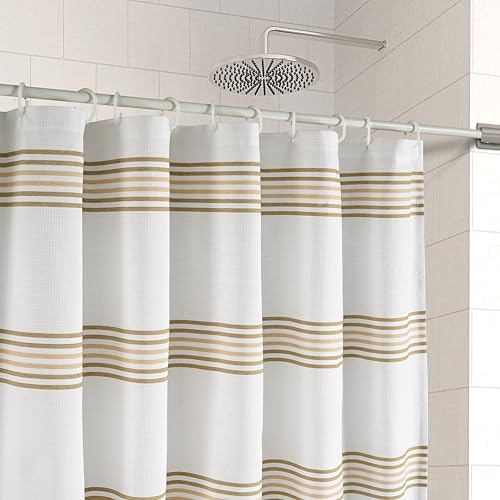 LANE LINEN Waterproof Shower Curtain - 72W x 72H - 2 in 1 Fabric Design with Built in Laminated Inner Layer - No Liner Needed - Quick Dry & Machine Washable - Header with Rust Proof Grommets - Beige - color: Laminated - Beige, size: 72"W x 72"L (Pack of 1