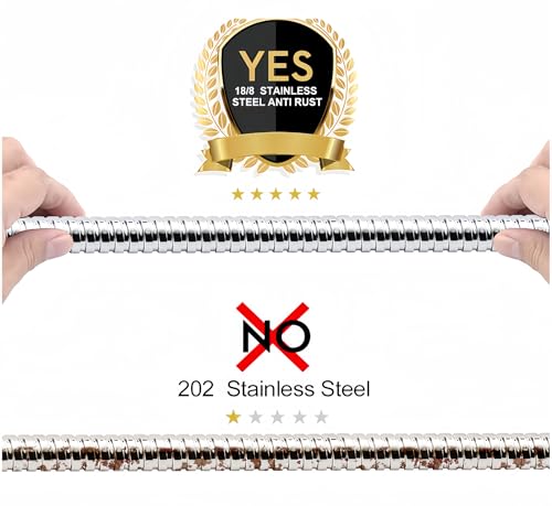 Shower Hose, 59 Inch Extra Long Flexible Stainless Steel Handheld Showerhead Hose Extension with Brass Insert and Nut, Anti-Kink Shower Head Hose Replacement (Chrome, 59 Inch) - color: Chrome