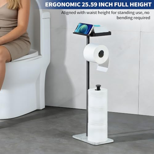 Toilet Paper Stand - Extra Heavy Duty Marble Base Toilet Paper Holder Stand - color: Marble White