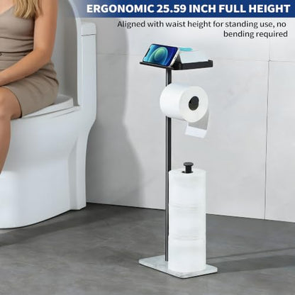 Toilet Paper Stand - Extra Heavy Duty Marble Base Toilet Paper Holder Stand - color: Marble White