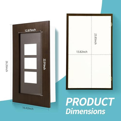 Concealed Medicine Cabinet 14×24 Recessed, Picture Frame Medicine Cabinet, Farmhouse Espresso Wood Frame, 3 Shelves, 100% Handmade, Fully Assembled Wall Niche Insert For Bathroom, Bedroom and Hallway - color: Caramel(14×24)
