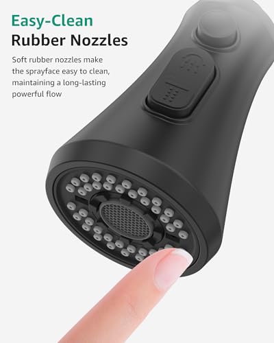 Mbillion Universal Matte Black Kitchen Faucet Spray Head Replacement | ABS,3 Function ,Pull-Down Nozzle with 14 Adapters,Compatible with Moen,Delta,Kohler,WEWE American Standard Sink Faucet Head - color: Black