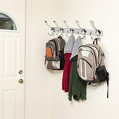 Wall Mount Coat Hook, 2 Pack 15 Hooks Stainless Steel Coat Hangers Rack Robe Hat Clothes Hook Wall Coat Rack Hooks - color: ‎Silver