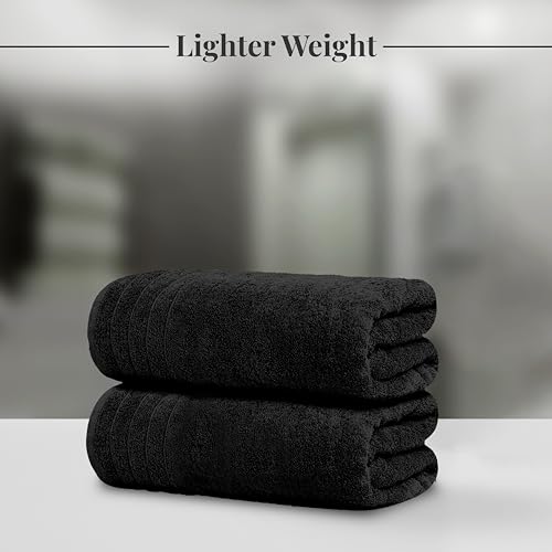 4 Piece Extra Large Bath Towels 30 x 60 Inches, Black | 100% Cotton, Larger & Lighter Weight, Quicker to Dry, Super Soft and Absorbent, Perfect for Bathroom - color: Black