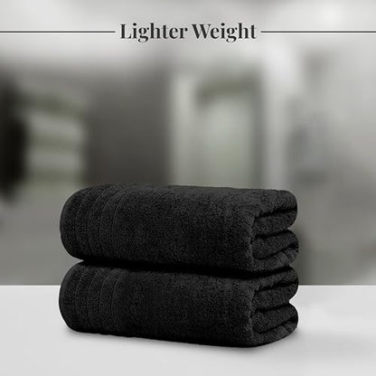 4 Piece Extra Large Bath Towels 30 x 60 Inches, Black | 100% Cotton, Larger & Lighter Weight, Quicker to Dry, Super Soft and Absorbent, Perfect for Bathroom - color: Black
