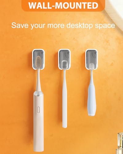 4 Pack Adhesive Wall Mount Toothbrush Holder - Waterproof Bathroom & Shower Organizer, No Drill Stick On Hanger for Manual/Electric Toothbrushes, Space Saving Storage Solution (2)