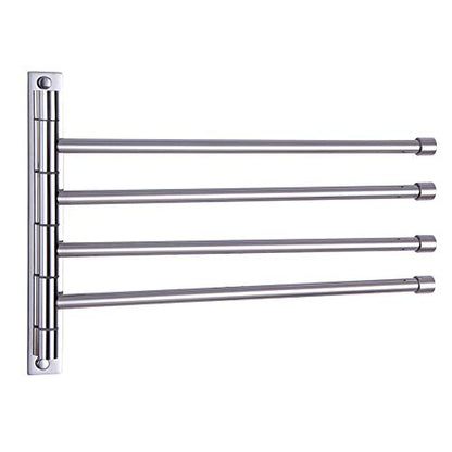 Towel Holder Swing Out Towel Bar Stainless Steel Bathroom Hand Towel Rack 4-Bar Folding Arm Swivel Hanger Wall Mount Polished Finish - color: Polished
