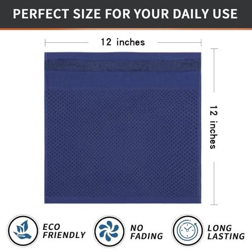 Homaxy 100% Cotton Dish Cloths, 6 Pack - 12 x 12 Inches, Navy Blue | Waffle Weave Super Soft and Absorbent Dish Towels Quick Drying Dishcloths, 12 x 12 Inches - color: Navy Blue, size: 12 X 12 - 6 Pack