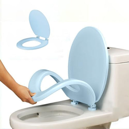 Toilet Seat Round, Toilet Seat with Quick-Release And Quick-Attach, Plastic Toilet Seat with Soft Close, Never Loosen, Easy Install and Clean, Fits Most Toilets - color: Blue