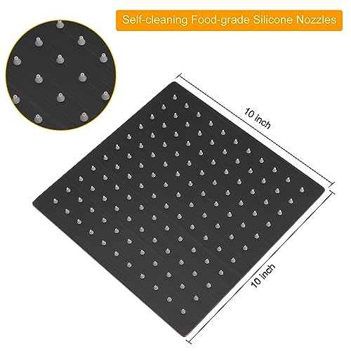 10 In Rain Shower Head High Pressure Rainfall Shower Head Bronze | Square Rain Bathroom Showerhead, High Flow, Large Stainless Steel, Ceiling Mounted, Wall Mounted, Waterfall Full Body - color: Oil Rubbed Bronze, size: 10 Inch
