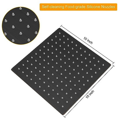 10 In Rain Shower Head High Pressure Rainfall Shower Head Bronze | Square Rain Bathroom Showerhead, High Flow, Large Stainless Steel, Ceiling Mounted, Wall Mounted, Waterfall Full Body - color: Oil Rubbed Bronze, size: 10 Inch