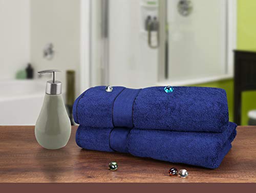 GLAMBURG 700 GSM Premium Cotton 2-Pack Oversized Extra Large Bath Sheet Set - 100% Combed Cotton - 2 Bath Sheets 35x70 - Luxury Hotel & Spa Quality - Durable Ultra Soft Highly Absorbent - Navy - color: Navy Blue, size: 2 Pack 700 GSM Bathsheet