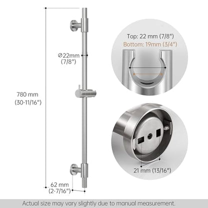 KES 30-Inch Shower Slide Bar with Adjustable Handheld Shower Head Holder, Reuse Existing Holes, SUS304 Brushed Stainless Steel Wall Mount for Bathroom, Drilling Required, F209S78-BS - color: Brushed Finish, style: 30.7-Inch+Drill Mounted