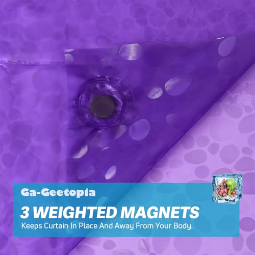 Ga-Geetopia EVA Purple Thin Shower Curtain Liner, Pebble Pattern 72x72 Inch Lightweight Plastic Bathroom Shower Showroom Inner Curtain with Rustproof Metal Grommets and Weighted Magnets(No Hooks) - color: Purple, size: 72"W x 72"L (Pack of 1)