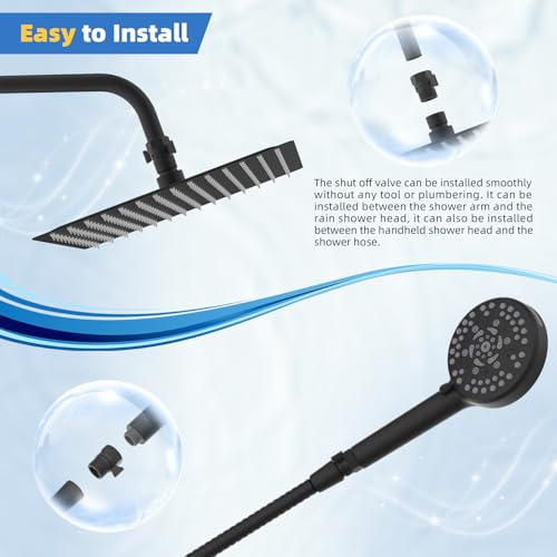 Hibbent All Metal 1 Pack Shower Head Flow Control Valve, G1/2 Brass Shut-off Valve with Metal Handle Lever, Shut OFF Water Flow Control Regulator for Handheld Shower, or Bidet Sprayer, Matte Black - color: Black