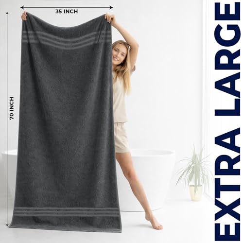 DAN River 2 Pack Bath Sheets Extra Large 35x70, Large Bath Towels for Adults, XL Oversized Heavy Duty Towel Set, 600 GSM 100% Ring Spun Cotton, Soft Quick Dry, Grey - color: Gray, size: Bath Sheet 35x70" (PK 2)