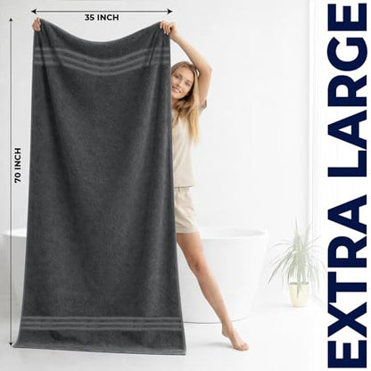 DAN River 2 Pack Bath Sheets Extra Large 35x70, Large Bath Towels for Adults, XL Oversized Heavy Duty Towel Set, 600 GSM 100% Ring Spun Cotton, Soft Quick Dry, Grey - color: Gray, size: Bath Sheet 35x70" (PK 2)