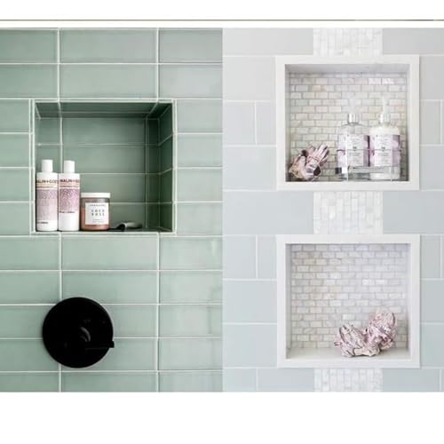 Shower Niche Insert Tile Ready, Black Recessed Bathroom Niche for Shower Wall, 15.65" L x 15.65" W x 4" D Shower Shelf for Inside Shower, Shampoo & Toiletries Storage, Easy to Installation Never Leak - size: 15.65" L x 15.65" W x 4" D