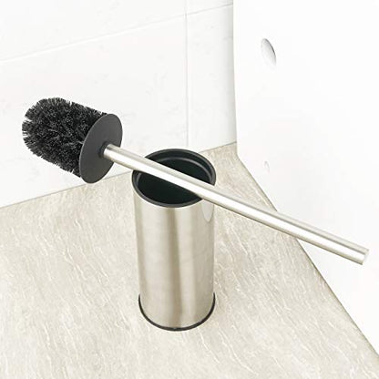 BGL Toilet Brush Holder Brushed Nickel, Stainless Steel 304 Brushed Nickel Round Freestanding Toilet Bowl Brush and Holder for Bathroom - color: Brushed Nickel