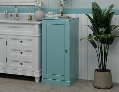 100% Solid Wood Bathroom Cabinet, Wood Door, Aqua, 16.5" w x 35.75" h x 15.5" d, Renewable Eco-Friendly Wood, Made in Brazil - color: Aqua, style: Raised Panel Door