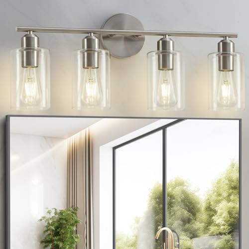 4-Light Bathroom Light Fixtures, Brushed Nickel Vanity Lights for Bathroom - color: Brushed Nickel, size: 4 Light - 1 pack
