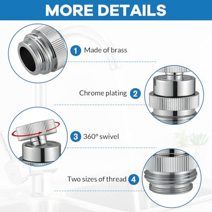 Sink Faucet to Garden Hose Adapter, Swivel Faucet Adapter Kit with Aerator, Multi-Thread Garden Hose Adapter for Kitchen & Bathroom, Chrome - style: Faucet Adapter-B