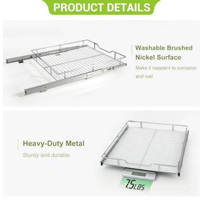 Pull Out Cabinet Organizer 20" W X 21" D, Chrome | Pull Out Drawers for Cabinets, Slide Out Drawers for Kitchen Cabinet Organizer, Cabinet Drawers Slide Out