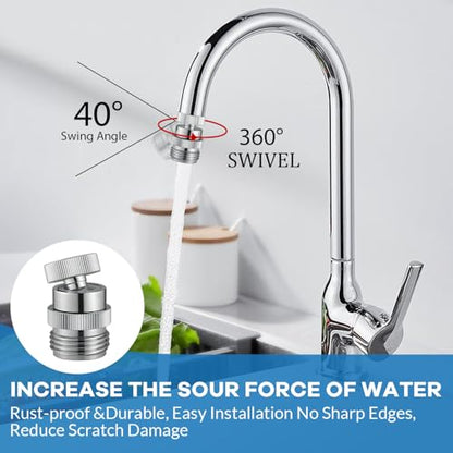 Sink Faucet to Garden Hose Adapter, Swivel Faucet Adapter Kit with Aerator, Sink Faucet Adapter to Garden Hose for Kitchen & Bathroom, 3/4" GHT Thread, Chrome - style: Faucet Adapter-A