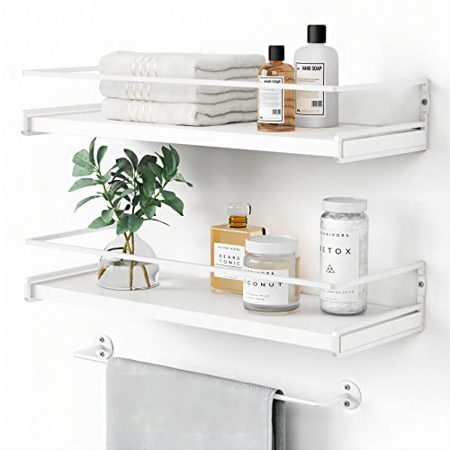 Forbena Bathroom Shelves for Wall Set of 2, White Nursery Floating Book Shelves for Kids Room, Small Wall Mount Bookshelf and Toy Storage Organizer for Baby Toddlers Teens Boys Girls Bedroom - color: 5. White-white