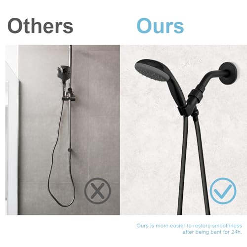 OFFO Ultra-Flex Shower Hose, Premium RV PVC Handheld Shower Head Hose Flex Hoses Extension with Brass Insert and Nut for Bathing Pet Bathing, 80 in Matte Black - color: Matte Black, size: 80 in
