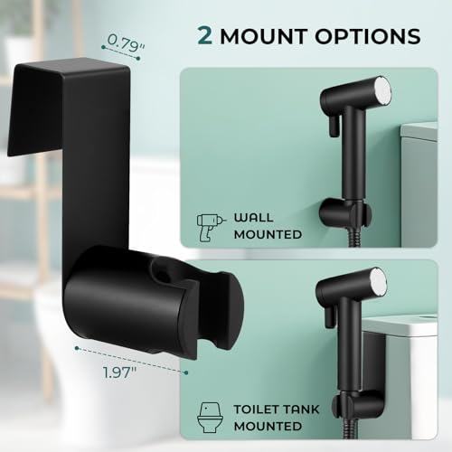 Handheld Bidet Sprayer for Toilet, Adjustable Water Pressure Control Rotary Switch with Bidet Hose, Exclusive Single Nozzle High Pressure Mode for Cleaning Stubborn Stains, Matte Black - color: Black