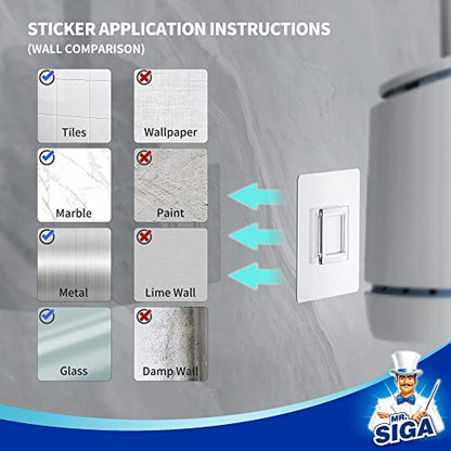 MR.SIGA Toilet Bowl Brush and Holder, Wall Mounted Toilet Brush, White | Automatic lid design, sturdy handle, upgraded ventilation, flat rubber head dries quickly - color: White, size: 4.8"L x 3.1"W x 15.7"H