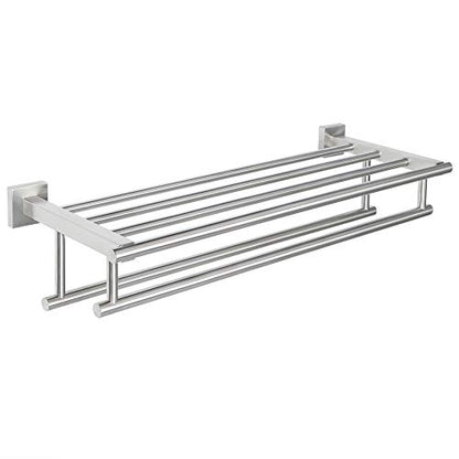 Alise Double Towel Rack for Bathroom Wall Mounted 20 Inch,Brushed Nickel | Bathroom Tower Holder Towel Shelf with Double Towel Bars,SUS304 Stainless Steel Towel Rack with Shelf - color: Brushed Nickel, size: 500mm/20-Inch(Double Bars)