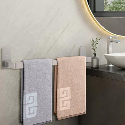 NearMoon Self Adhesive Bathroom Towel Bar, Stainless Steel Square Bath Wall Shelf Rack Hanging Towel Stick On Sticky Hanger Contemporary Style, Towel Rack Wall Mounted (24 Inch, Brushed Nickel) - color: Brushed Nickel, size: 24 Inch