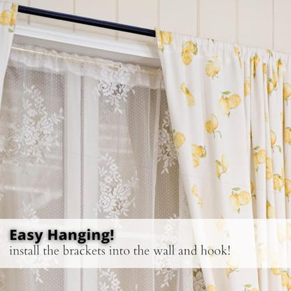 Yafa Home Fashion Heavy Duty Single Standard Adjustable Curtain Rod Hardware Included(Black, 66"-128") - color: Black, size: 66" - 128"