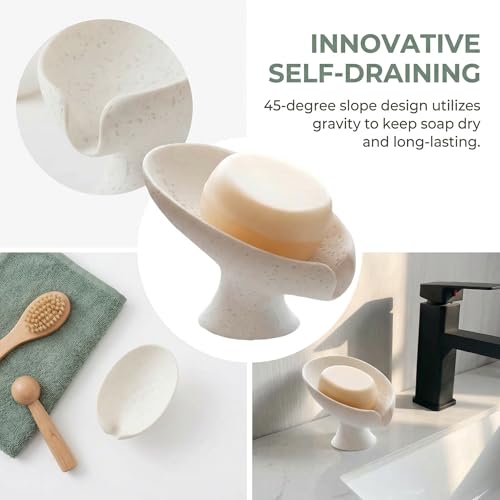 Bar Soap Holder, Soap Dish for Shower, Self Draining Soap Dish,Travertine Style Soap Holder, Used for Sinks, Bathrooms, Showers,Kitchens (White Limestone) - color: White Limestone