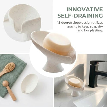 Bar Soap Holder, Soap Dish for Shower, Self Draining Soap Dish,Travertine Style Soap Holder, Used for Sinks, Bathrooms, Showers,Kitchens (White Limestone) - color: White Limestone