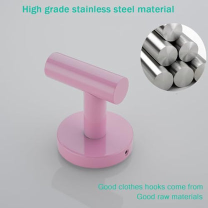 Towel Hooks for Bathrooms,Pink Wall Mount Hooks SUS 304 Stainless Steel Coat Hook Robe Hook Towel Hook 2 Count for Kitchen,Bedroom (Drilling),96006-8PK - color: Pink