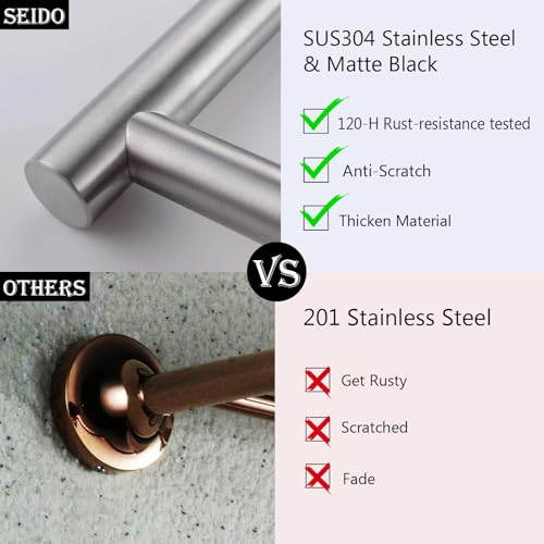 SEIDO Anti-Dropping Towel Bar with 15.6" Hanging Length, Stainless Steel Towel Bar for Bathroom Wall, Double Locking Design Bathroom Towel Holder, Brushed Nickel, 18 Inch, 2pc - color: Brushed Nickel, size: 18 Inch (2 Pack)