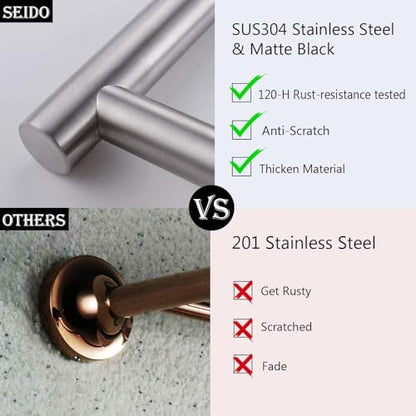 SEIDO 36 Inch Brushed Nickel Towel Bar for Bathroom Wall - SUS 304 Stainless Steel Kitchen Towel Holder Wall Mounted Towel Rack Rod with 33" Hanging Length Easy to Install Durable Heavy Duty - color: Brushed Nickel, size: 36 Inch