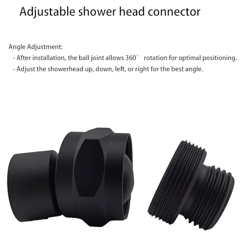 Shower Head Swivel Ball Adapter (Universal Component), Solid Brass Adjustable Shower Arm Connector, Shower Connector Ball Joint, Matte Black - color: Matte Black