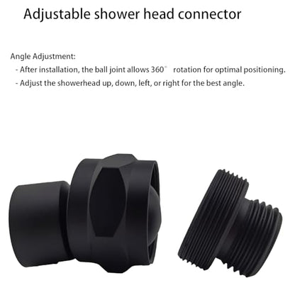 Shower Head Swivel Ball Adapter (Universal Component), Solid Brass Adjustable Shower Arm Connector, Shower Connector Ball Joint, Matte Black - color: Matte Black